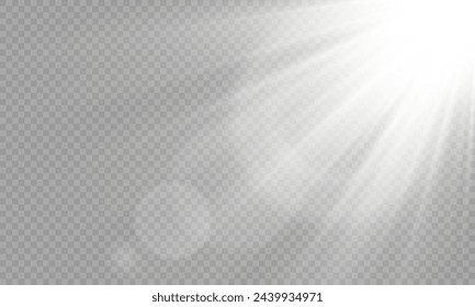 Vector transparent sunlight with special lens flare effect. png