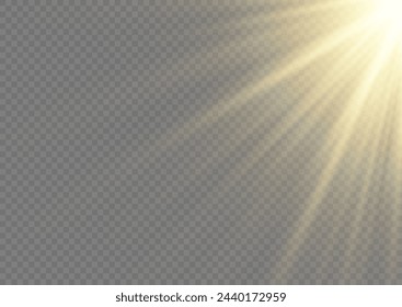Vector transparent sunlight special lens flare light effect. Lens flare light effect. Sun flash with warm rays and spotlight. Isolated star burst in sky