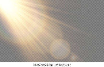 Vektor-transparentes Sonnenlicht mit speziellem Linsenflare-Effekt. png	
