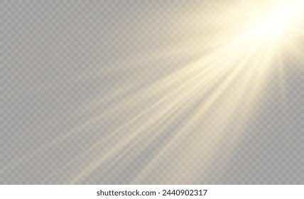 Vector transparent sunlight special lens flare light effect. Lens flare light effect. Sun flash with warm rays and spotlight. Isolated star burst in sky