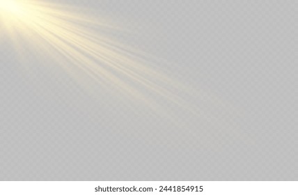 Vector transparent sunlight special lens flare light effect. Lens flare light effect. Sun flash with warm rays and spotlight. Isolated star burst in sky