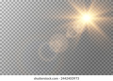 Vector transparent sunlight special lens flare light effect. Sun flash	