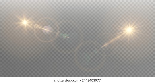 Vector transparent sunlight special lens flare light effect. Sun flash	