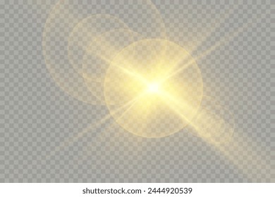 Vector transparent sunlight special lens flash light effect.front sun lens flash. Vector blur in the light of radiance. Element of decor.