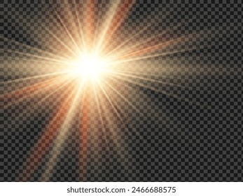Vector transparent sunlight special lens flash light effect. Sun lens flash. Element of decor. The lights of a sun