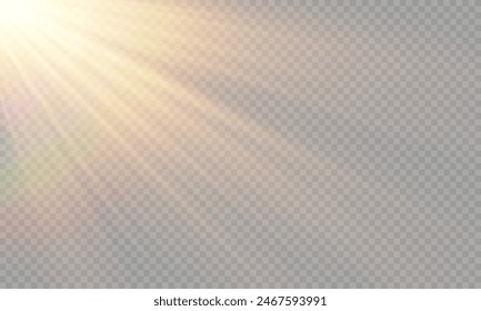 Vector de luz solar transparente con efecto de destellos de lente especial. png	
