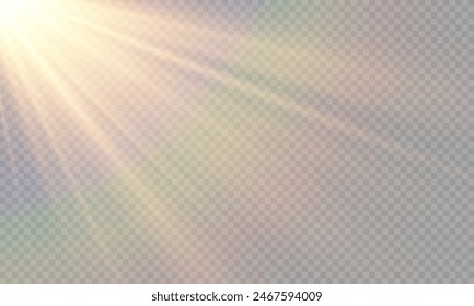 Vector de luz solar transparente con efecto de destellos de lente especial. png	
