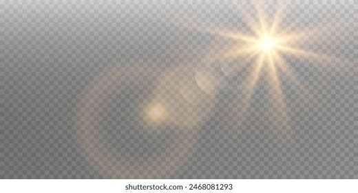 Vektorgrafik Transparenter Sonnenlicht Spezial-Linsenflare-Lichteffekt. Blitz der Sonne	