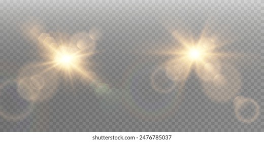 Vector transparent sunlight special lens flare light effect. Sun flash	
