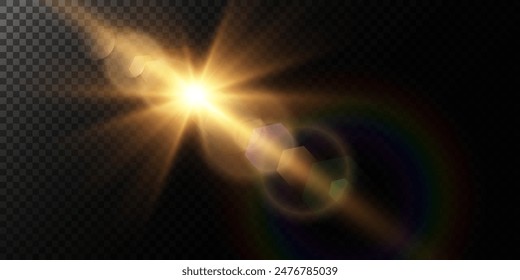 Vector transparent sunlight special lens flare light effect. Sun flash	