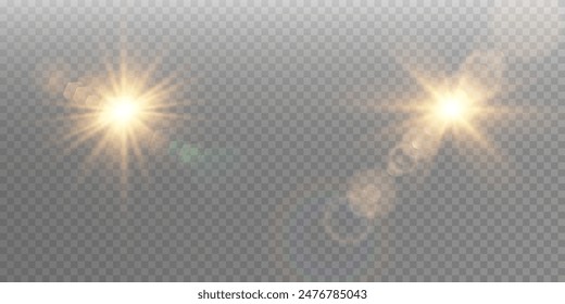 Vector transparent sunlight special lens flare light effect. Sun flash	