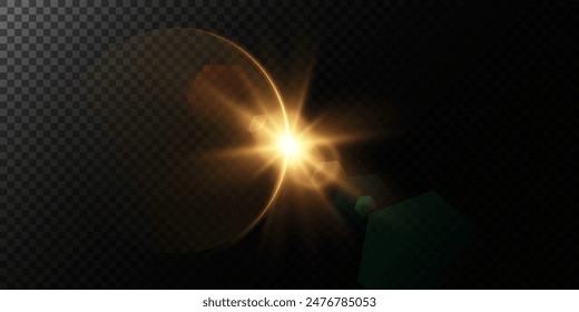Vector transparent sunlight special lens flare light effect. Sun flash	