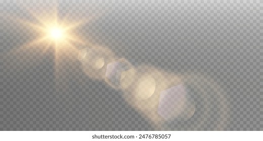 Vector transparent sunlight special lens flare light effect. Sun flash	