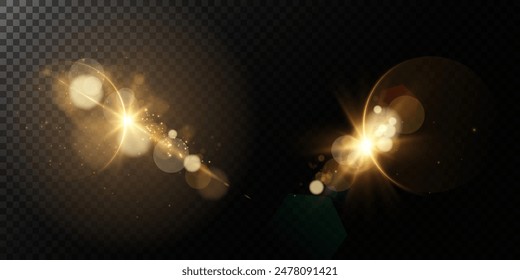 Vector transparent sunlight special lens flare light effect. Sun flash	