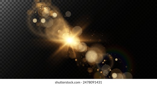 Vector transparent sunlight special lens flare light effect. Sun flash	
