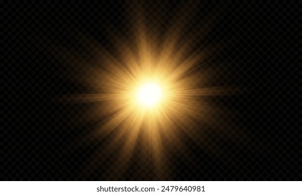 Vector de luz solar transparente con efecto de destellos de lente especial. png	
