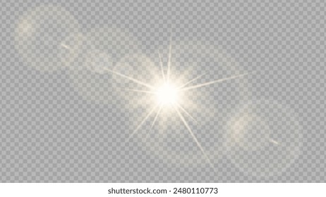 Efecto de luz de destello de lente especial de luz solar transparente de Vector. Ilustración vectorial Libre de regalías estándar. PNG	