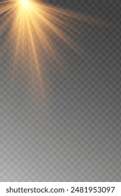 Vector transparent sunlight special lens flash light effect.front sun lens flash. Vector blur in the light of radiance. Element of decor. Yellow sunlight