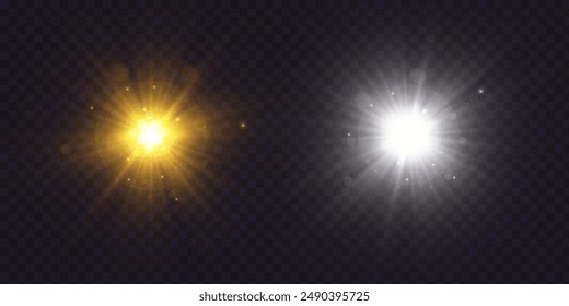 Vector transparent sunlight special lens flash light effect.front sun lens flash. Vector blur in the light of radiance. Element of decor.