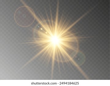 Vector transparent sunlight special lens flash light effect.front sun lens flash. Vector blur in the light of radiance. Element of decor.