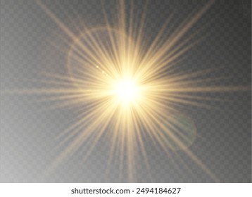 Vector transparent sunlight special lens flash light effect.front sun lens flash. Vector blur in the light of radiance. Element of decor.