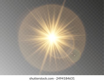 Vector transparent sunlight special lens flash light effect.front sun lens flash. Vector blur in the light of radiance. Element of decor.
