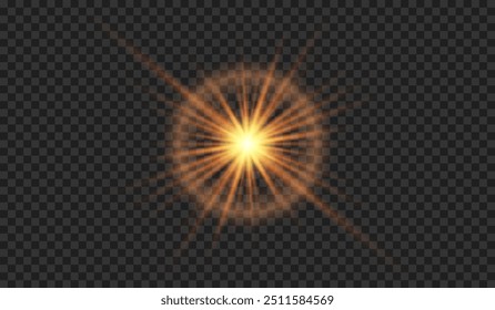 Vektor transparentes Sonnenlicht spezielle Linse Blitz Lichteffekt.Front Sonnenlinse Blitz. Vektorunschärfe im Licht der Strahlung. Element der Dekoration.