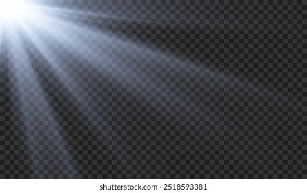 Vector transparent sunlight special lens flash light effect.front sun lens flash. Vector blur in the light of radiance. Element of decor.