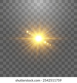 Vector transparent sunlight with special lens flare effect. Light effect, sun flash isolated on png