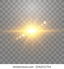 Vector transparent sunlight with special lens flare effect. Light effect, sun flash isolated on png