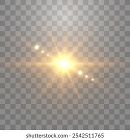 Vector transparent sunlight with special lens flare effect. Light effect, sun flash isolated on png