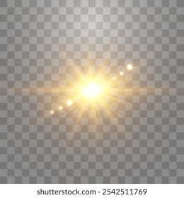 Vector de luz solar transparente con efecto de destello de lente especial. Efecto de luz, flash de sol aislado en png