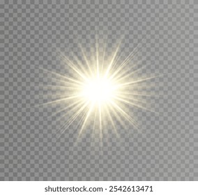 Vector de luz solar transparente efecto de luz de destello de lente especial.