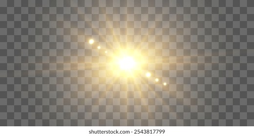 Vector transparent sunlight, special lens flare effect. Light effect, sun flash isolated on png
