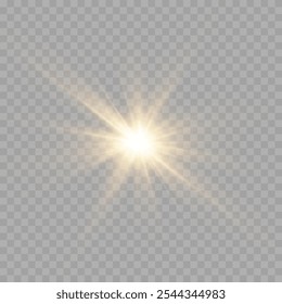 Vector de luz solar transparente efecto de luz de destello de lente especial. PNG. Ilustración vectorial	