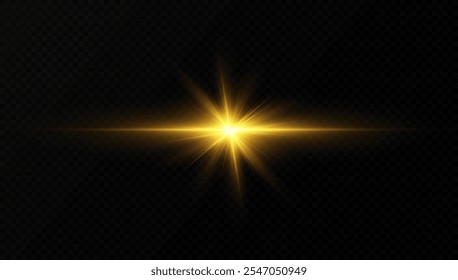 Vector transparent sunlight with special lens flare effect.Gold stars, glow effect, glowing lights, sun.Vector.