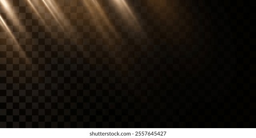 Vector transparent sunlight special lens flare light effect. Vector blur in aurora light. Horizontal star rays and spotlight.