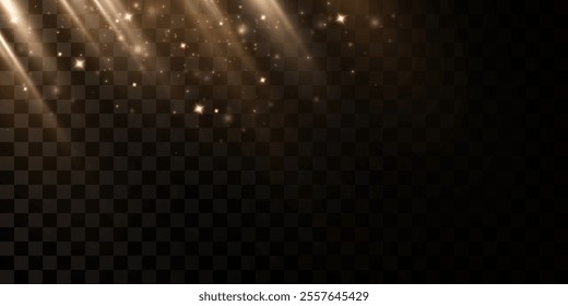 Vector transparent sunlight special lens flare light effect. Vector blur in aurora light. Horizontal star rays and spotlight.