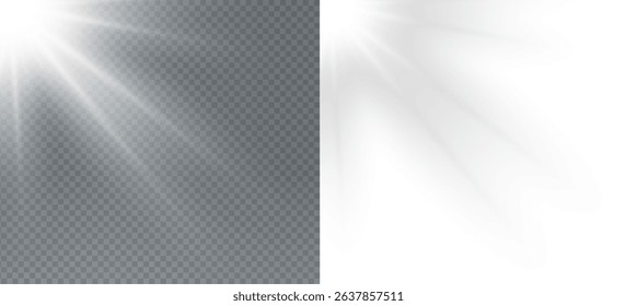 Vector transparent sunlight with special lens flare effect.