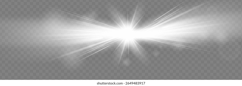 Vector transparent sunlight special lens flash light effect.front sun lens flash. Vector blur in the light of radiance. Element of decor.