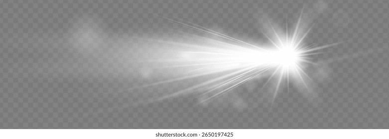 Vector transparent sunlight special lens flash light effect.front sun lens flash. Vector blur in the light of radiance. Element of decor.
