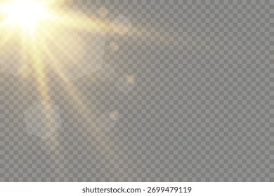 Vector de luz solar transparente efecto de luz de destello de lente especial