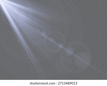 Vector de luz solar transparente efecto de luz de destello de lente especial.