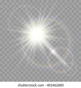 Vector transparent sunlight special lens flare effect.