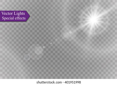 Vector transparent sunlight special lens flare light effect.