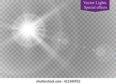 Vector transparent sunlight special lens flare light effect.