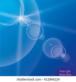 Vector transparent sunlight special lens flare light effect. Sun flash with rays and spotlight
