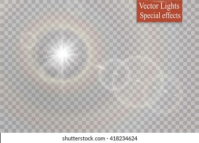 Vector transparent sunlight special lens flare light effect.