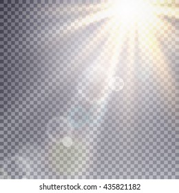 Vector Transparent Sunlight Special Lens Flare Light Effect. Sun Flash With Rays And Spotlight