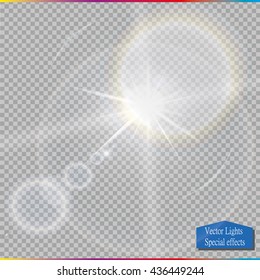 Vector Transparent Sunlight Special Lens Flare Light Effect. Sun Flash